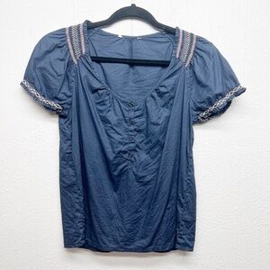 American Eagle Embroidered Bohemian Beachy Cottagecore Cotton Top Womens Medium